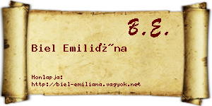 Biel Emiliána névjegykártya